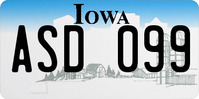IA license plate ASD099