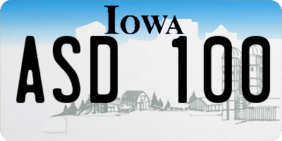 IA license plate ASD100