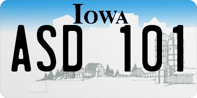IA license plate ASD101