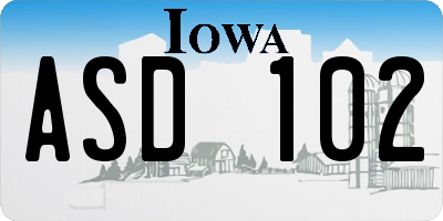 IA license plate ASD102