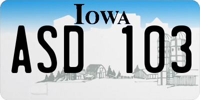 IA license plate ASD103