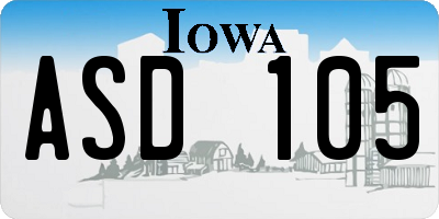 IA license plate ASD105