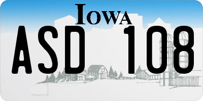 IA license plate ASD108