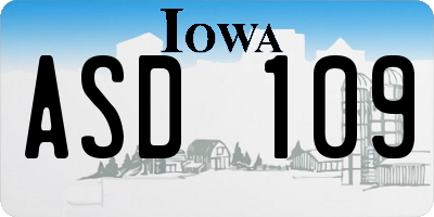 IA license plate ASD109