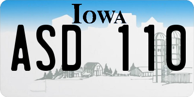 IA license plate ASD110