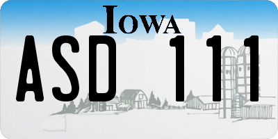 IA license plate ASD111