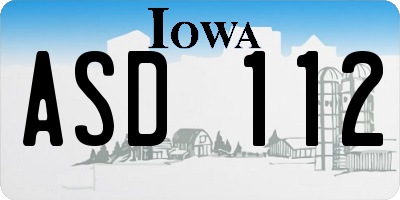 IA license plate ASD112