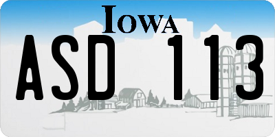 IA license plate ASD113