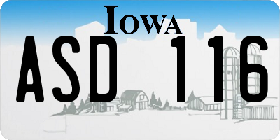 IA license plate ASD116