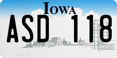 IA license plate ASD118