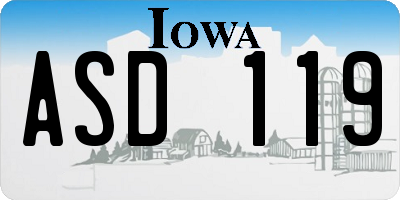 IA license plate ASD119