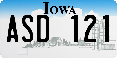 IA license plate ASD121