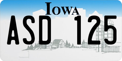 IA license plate ASD125