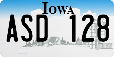 IA license plate ASD128