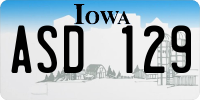IA license plate ASD129