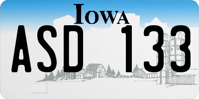 IA license plate ASD133