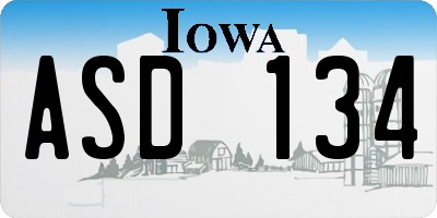 IA license plate ASD134