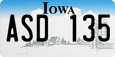 IA license plate ASD135