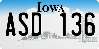 IA license plate ASD136