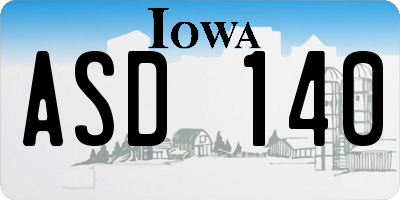 IA license plate ASD140