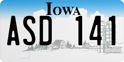 IA license plate ASD141