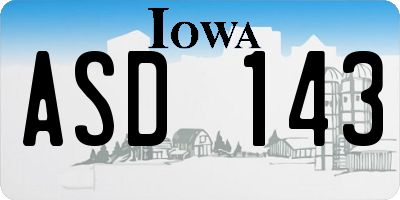 IA license plate ASD143