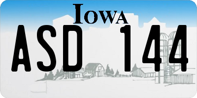 IA license plate ASD144