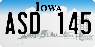 IA license plate ASD145