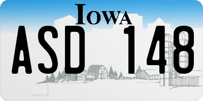 IA license plate ASD148