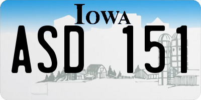 IA license plate ASD151
