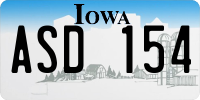 IA license plate ASD154