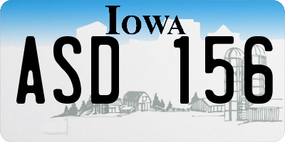 IA license plate ASD156