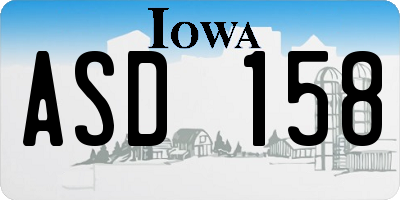 IA license plate ASD158
