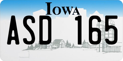IA license plate ASD165