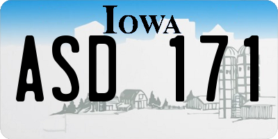 IA license plate ASD171