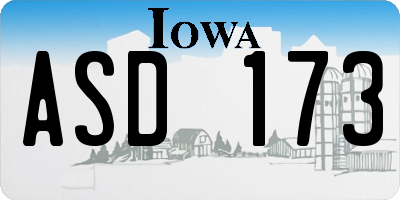 IA license plate ASD173
