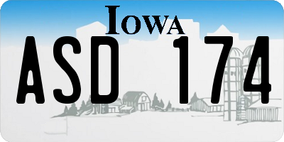 IA license plate ASD174