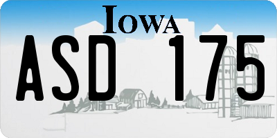 IA license plate ASD175