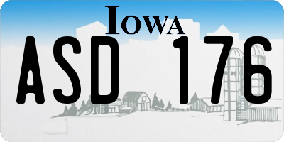 IA license plate ASD176