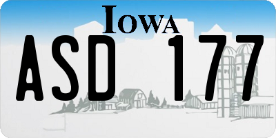 IA license plate ASD177
