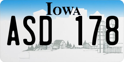 IA license plate ASD178