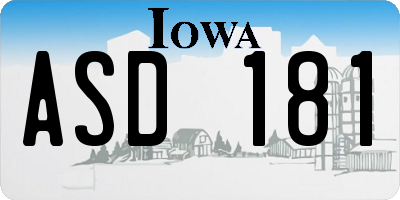 IA license plate ASD181
