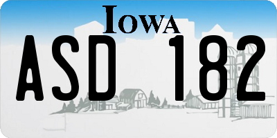 IA license plate ASD182
