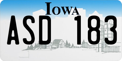 IA license plate ASD183