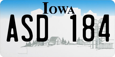 IA license plate ASD184