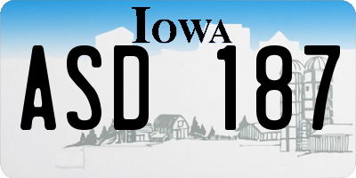 IA license plate ASD187