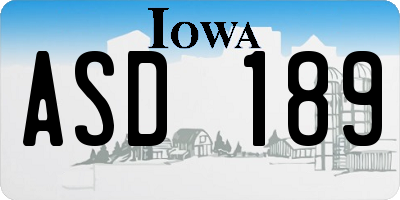 IA license plate ASD189