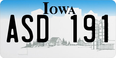 IA license plate ASD191