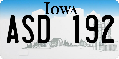 IA license plate ASD192