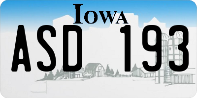 IA license plate ASD193